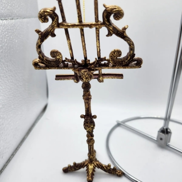 Christmas Ornament, Set of 2 music stands, Gold - Picture 4 of 8